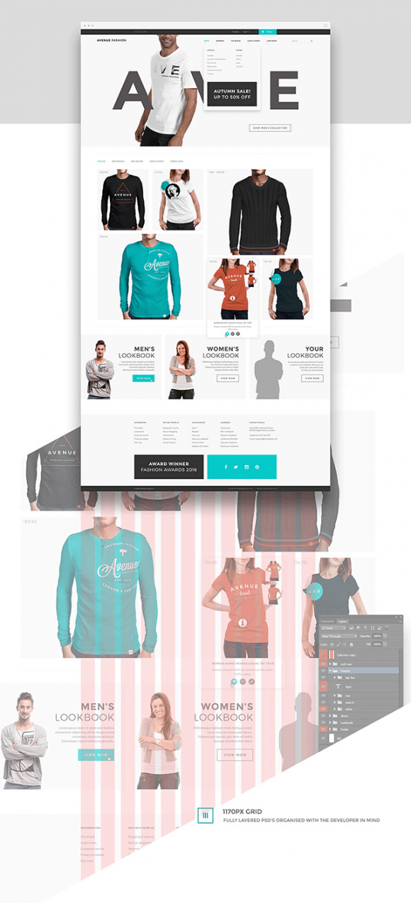 Avenue Fashion ecommerce template - Full preview