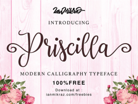 Priscilla: A free calligraphic font