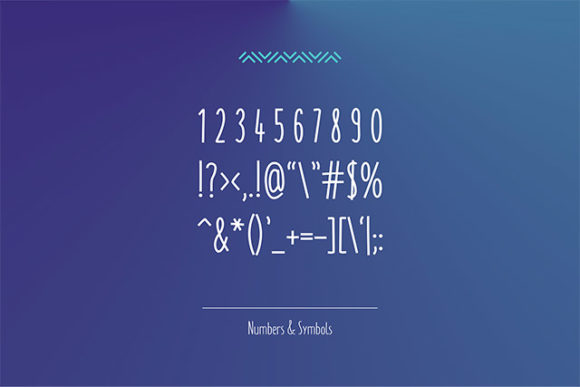 Monly font: Numbers and symbols