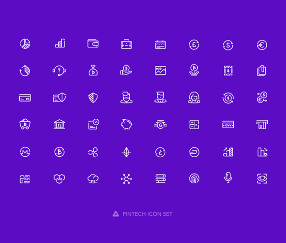 Preview of all 48 solid fintech icons