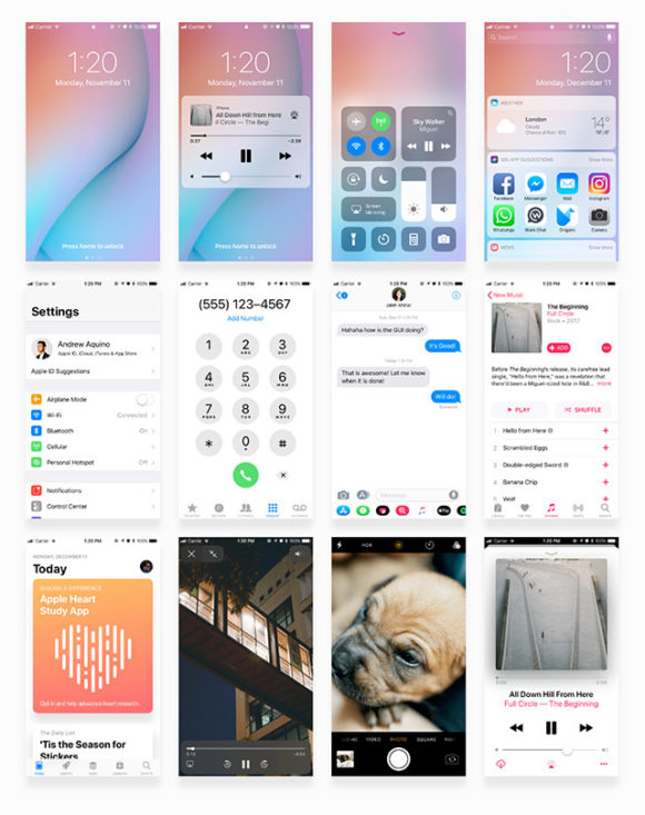 Sample screens of Facebook iOS 11 UI kit