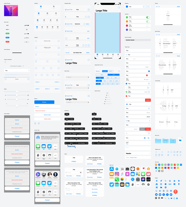 iOS 11 UI kit - Light version preview