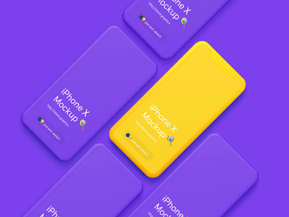 Minimal iPhone X mockups in purple