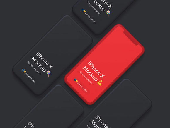 Minimal iPhone X mockups in black