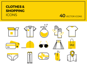 40 Cloths & shopping vector icons