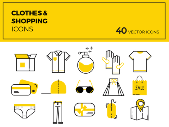 40 Cloths & shopping vector icons