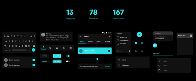 Modular: A free Android UI kit for Framer - Freebiesbug