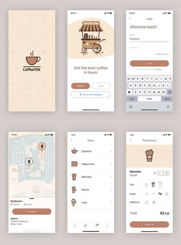 Coffee app design preview
