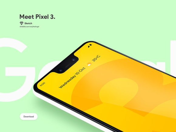 Free Google Pixel 3 mockup for Sketch