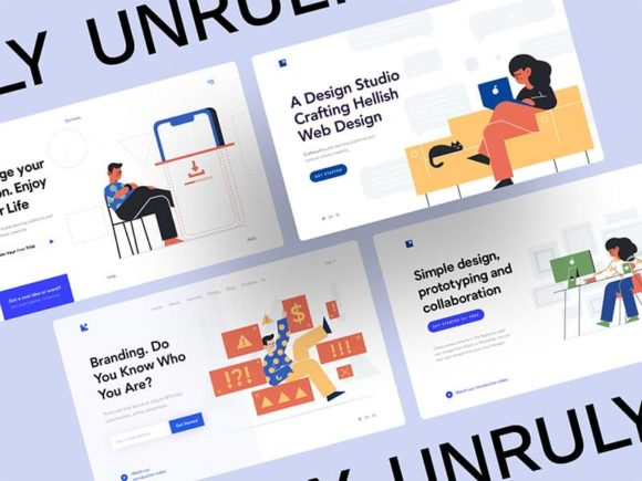 Unruly: 20 vector illustrations for your landing page