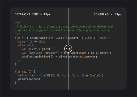 JetBrains Mono comparison