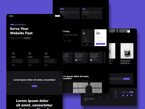 Hook: A dark HTML landing page template