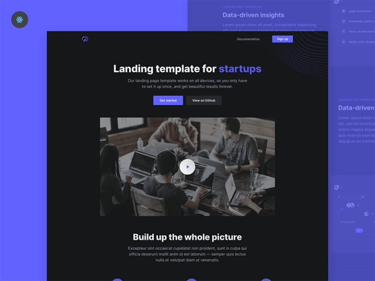 Open: Free React landing page template - Freebiesbug
