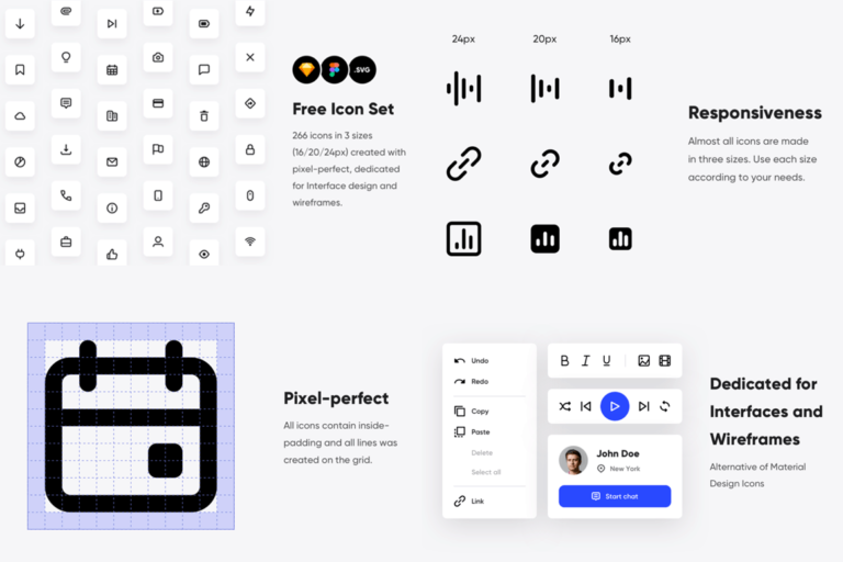 266 Free icons for UI and wireframing - Freebiesbug