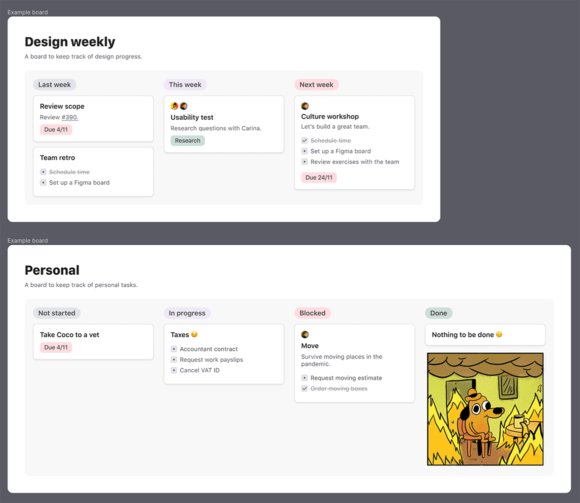 Kanban board screens