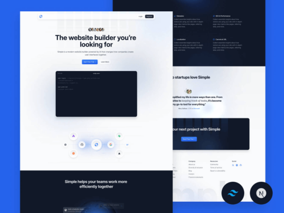 Simple: Tailwind template for startups