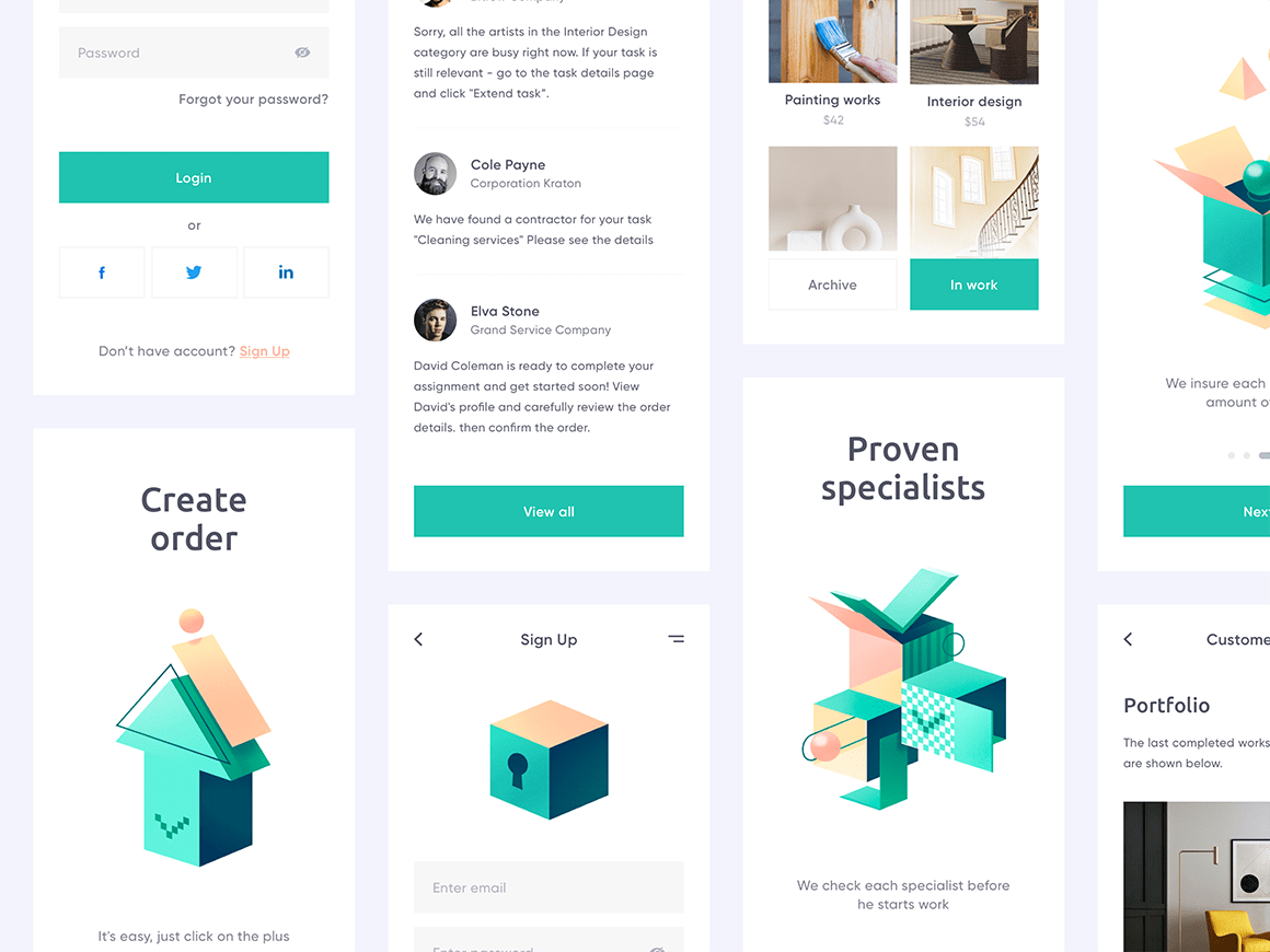 Free Mobile UI Kit by Outcrowd - Freebiesbug