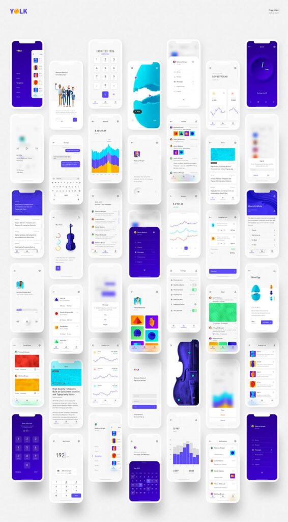 Yolk: Free iOS UI kit (42 screens) - Freebiesbug