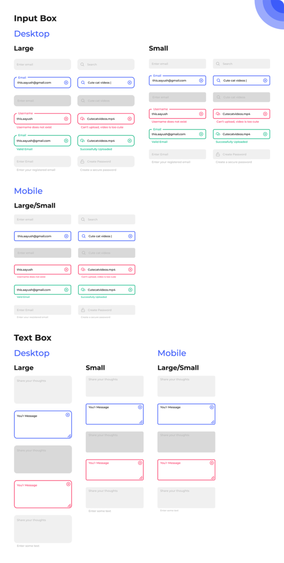 Inputs preview