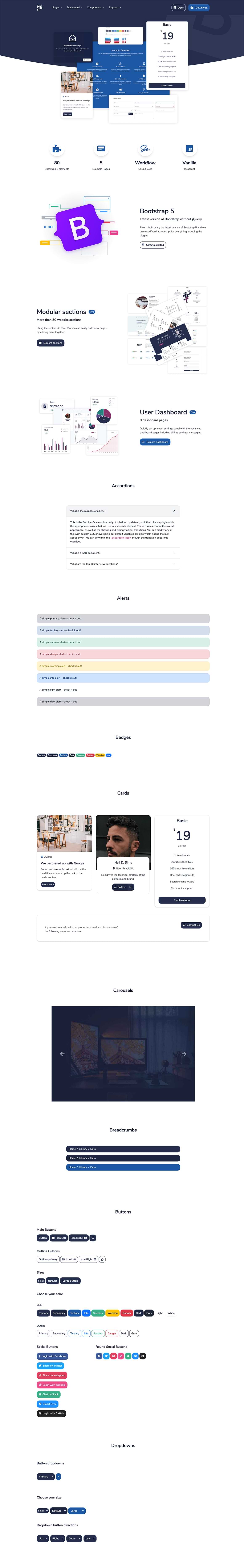 Pixel Lite: Free Bootstrap 5 UI kit - Freebiesbug