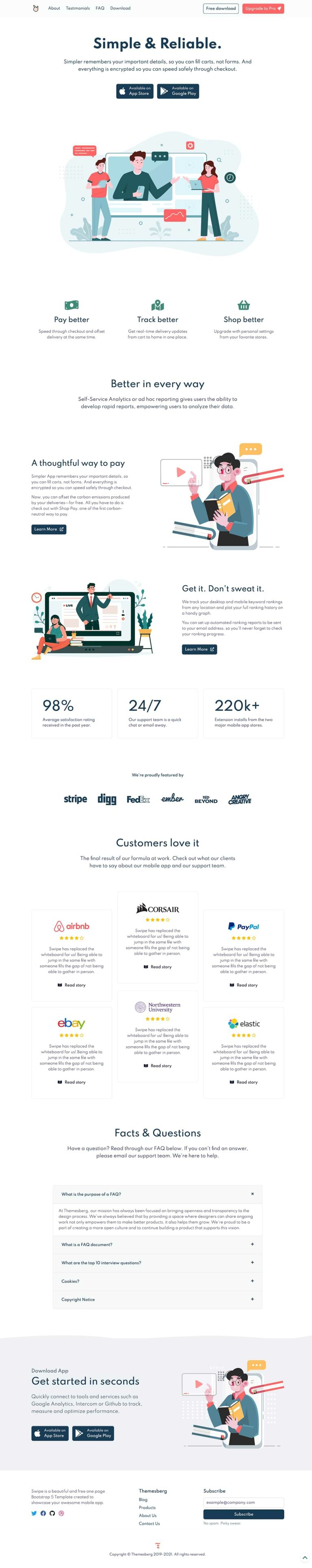 Swipe: Free Bootstrap 5 template - Freebiesbug