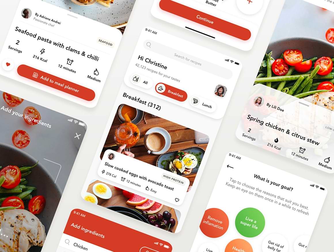 Savory: Free UI kit for food apps - Freebiesbug