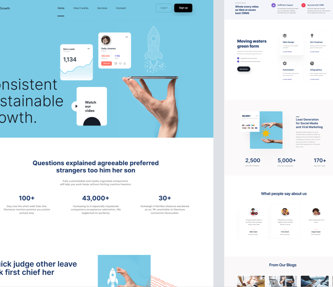 Landing Page design template for Agencies - Freebiesbug