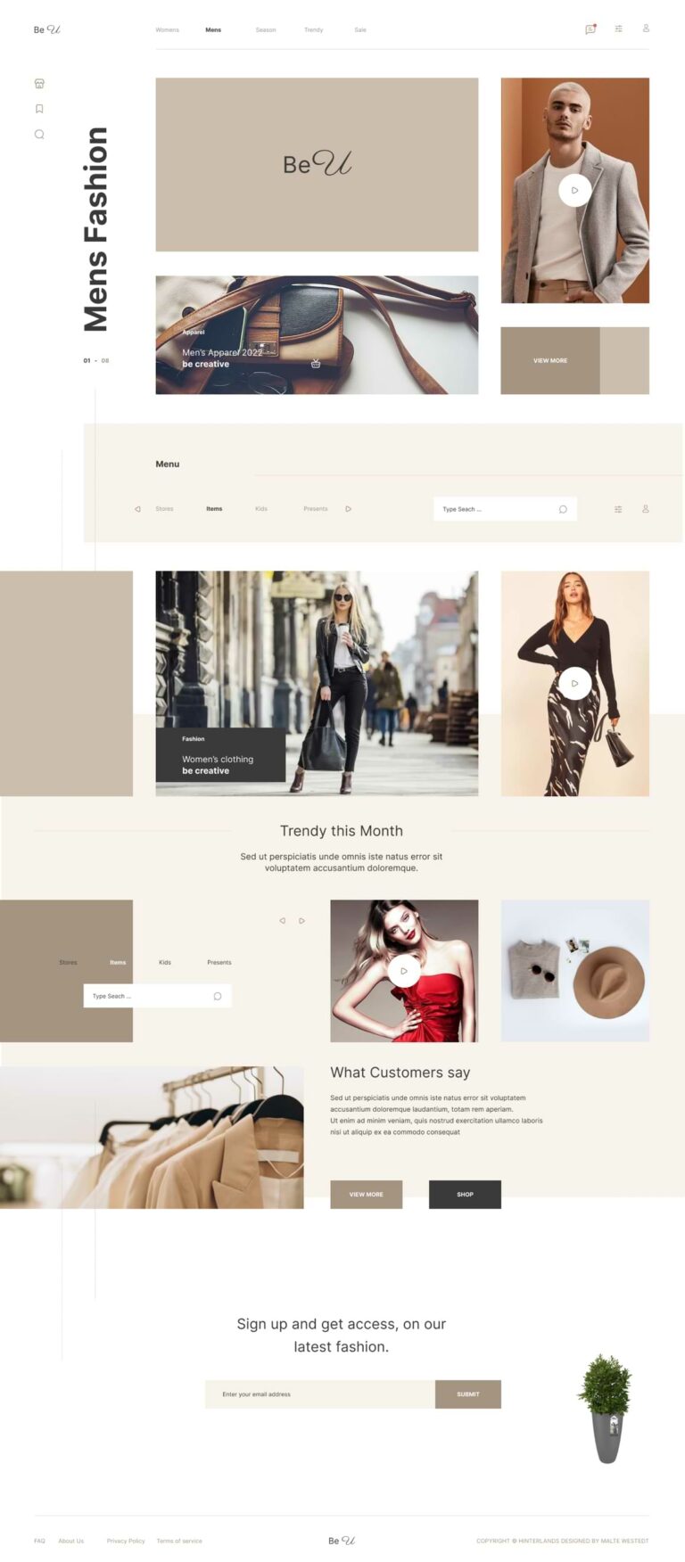 BeU: Free Fashion Website Template for Figma - Freebiesbug