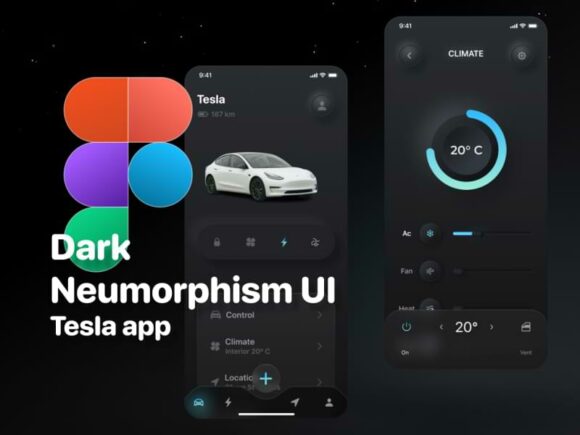 Neumorphism UI Kit - Tesla App