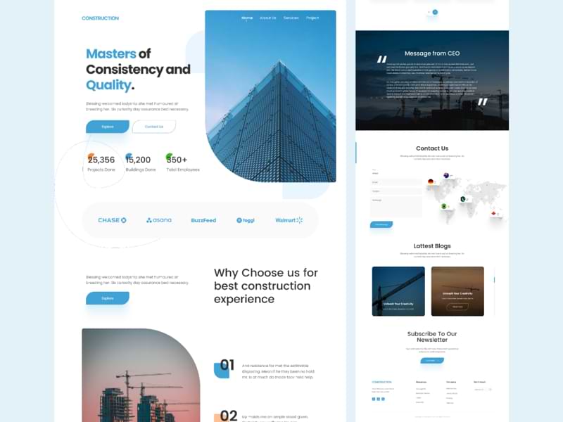 Construction Website Template Design for Figma Freebiesbug