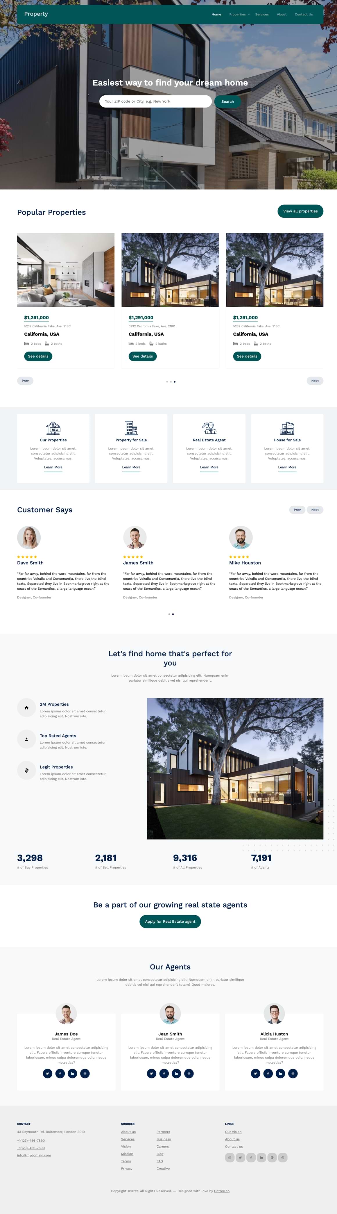 Property: Free Real Estate Template built with Bootstrap - Freebiesbug