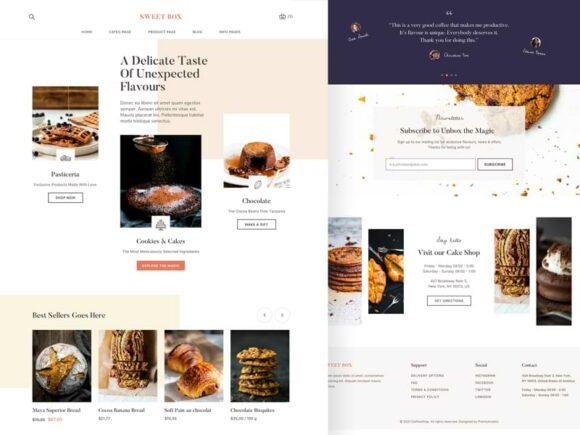 SweetBox: Free Bakery Ecommerce Sketch Template