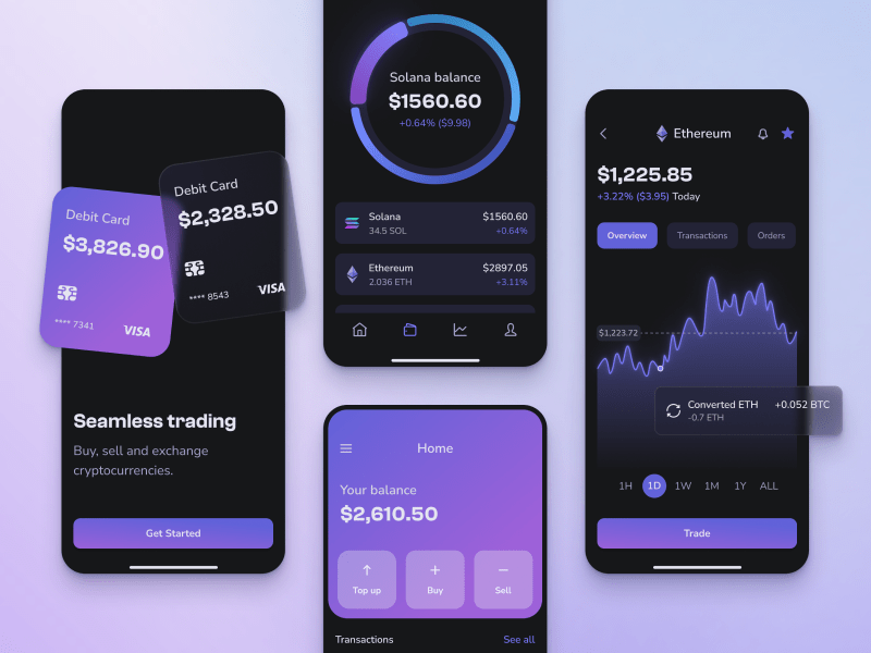 Free Design Template for Cryptocurrency App - Freebiesbug