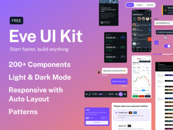 Eve: Free complete UI kit for Figma