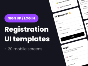 Registration UI screens for mobile apps - Freebiesbug