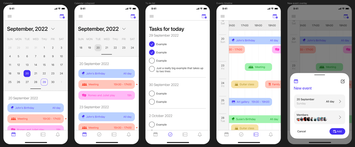 UI Kit for Calendar Apps - Freebiesbug