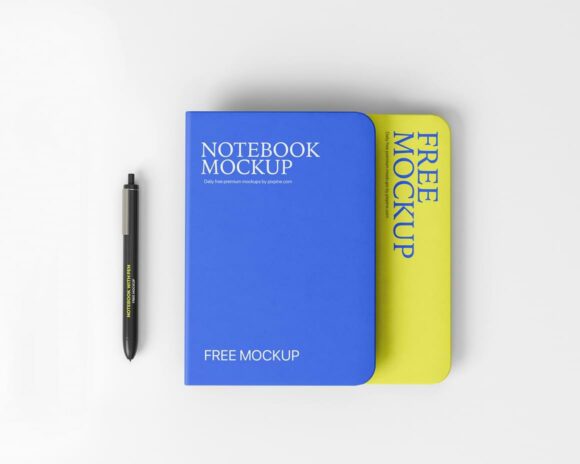 Free Notebook with Pen Mockup