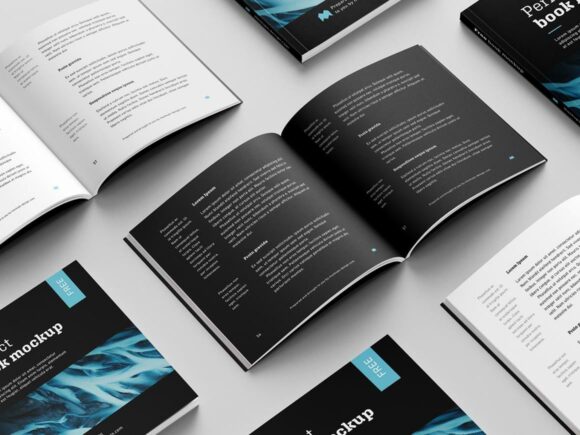 Thin square book mockup