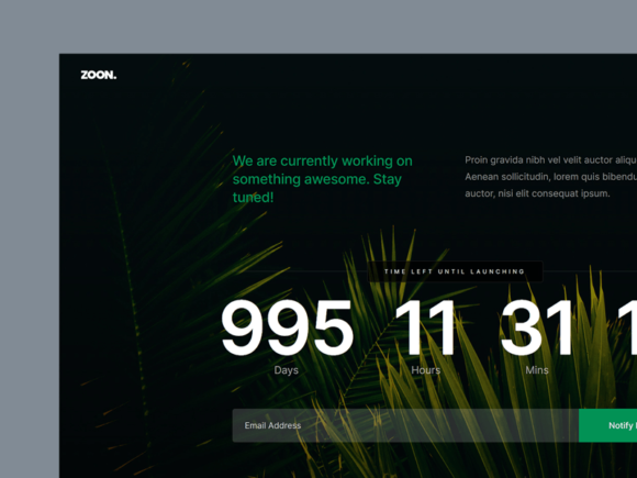 Zoon: A Free HTML Coming Soon Template
