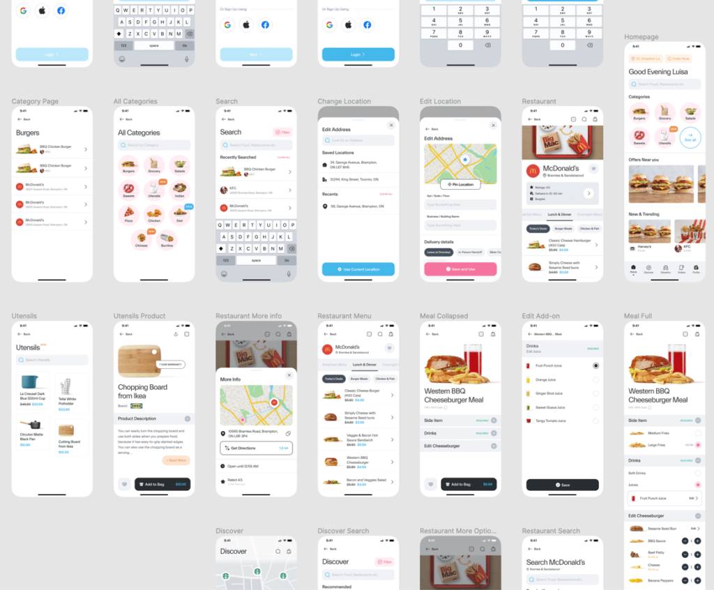 Figma UI Kit For Food Delivery App - Freebiesbug