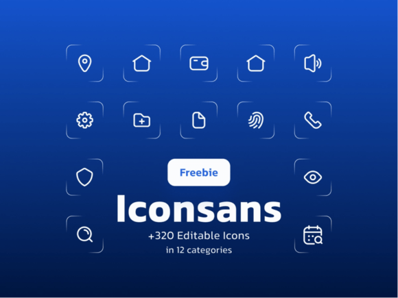 Iconsans: 320+ free icons in 12 categories