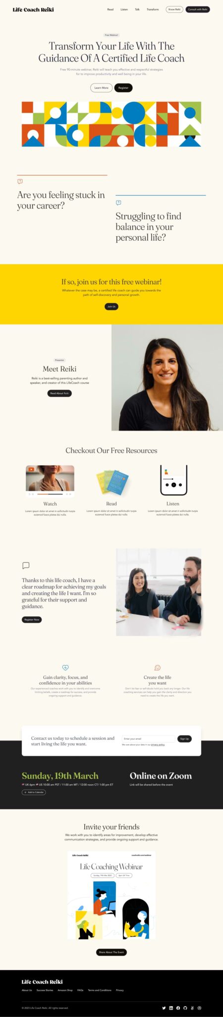 Webinar Landing Page Template Design for Figma - Freebiesbug