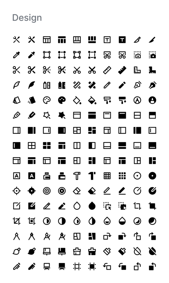 Icons in the Design category