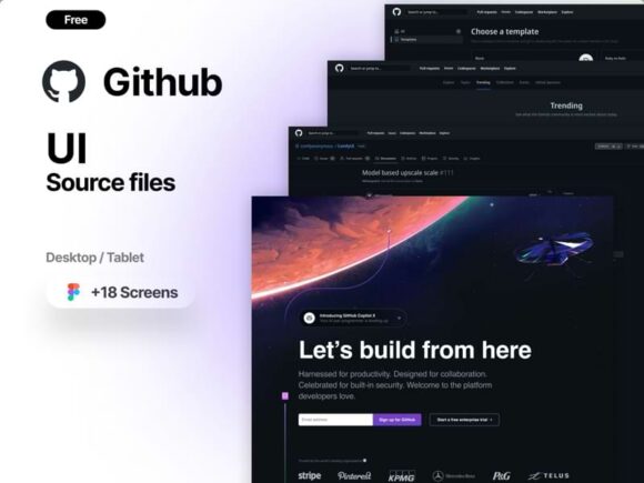 Free GitHub UI kit for Figma