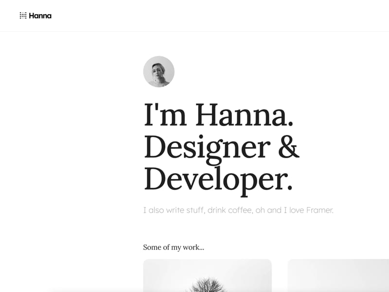 Hanna: Free Portfolio Template for Framer