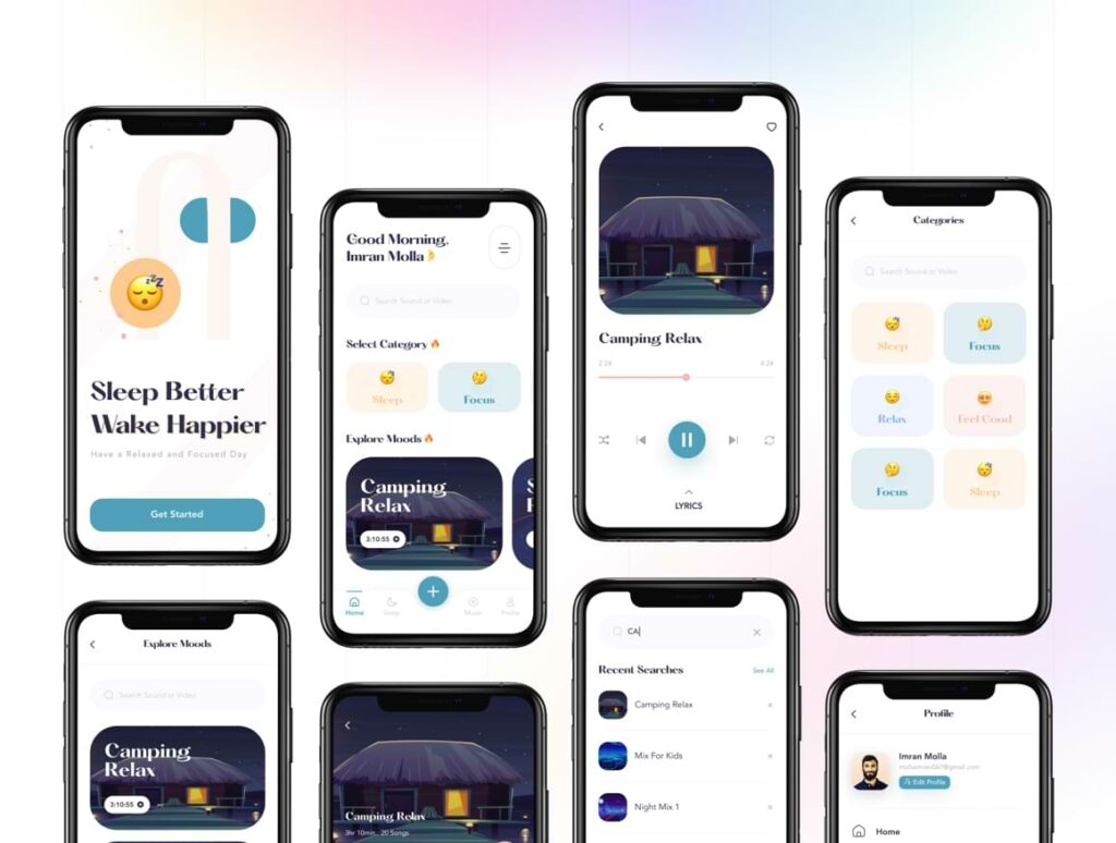 Sleep Magic: Free Mobile App Design Template - Freebiesbug