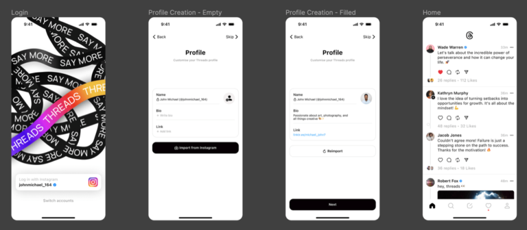 Threads App UI Design for Figma - Freebiesbug