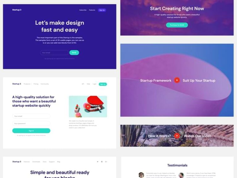 Free UI Kit for Website Landing Pages - Freebiesbug