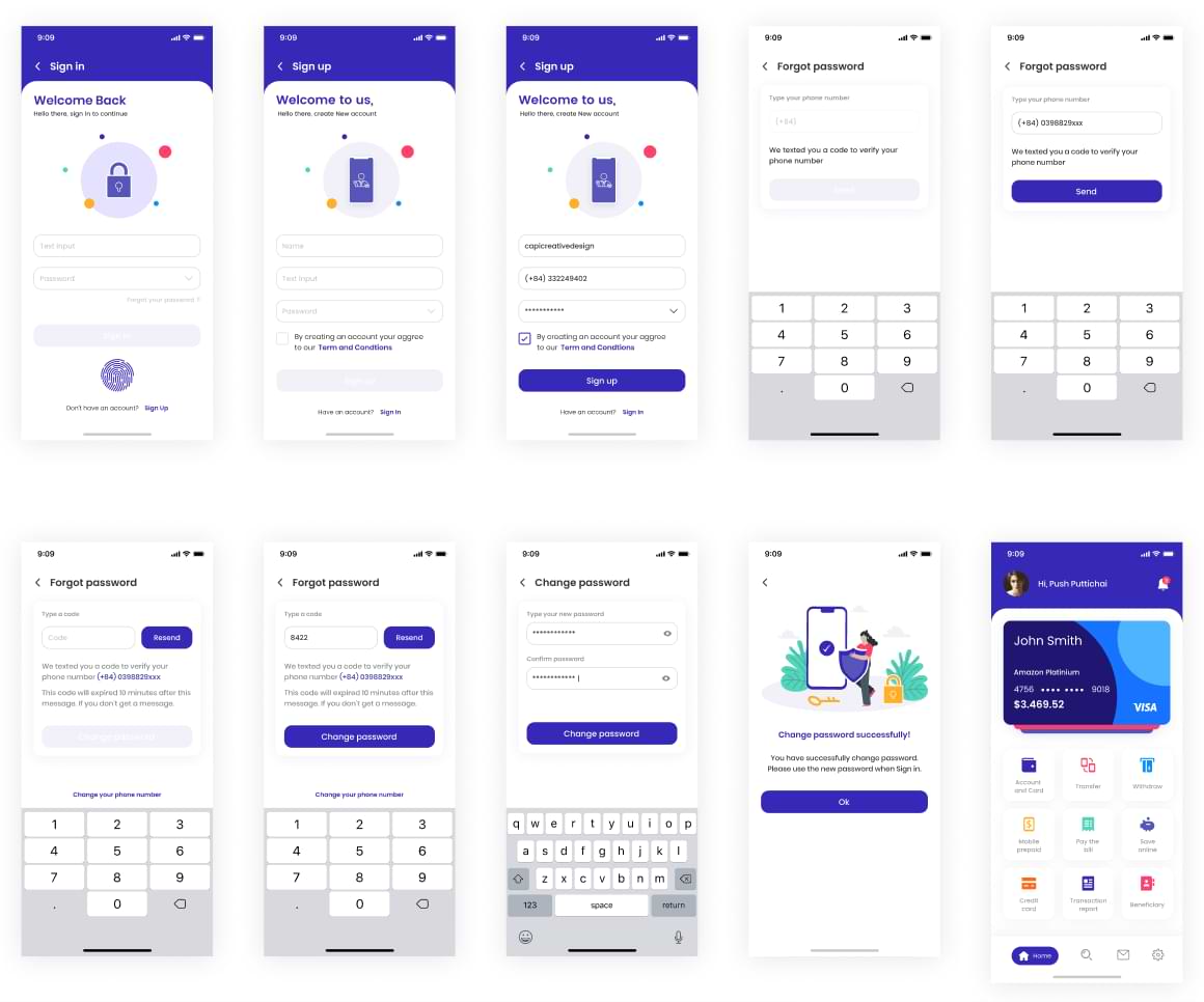 Finance Mobile App - Free UI Kit - Freebiesbug