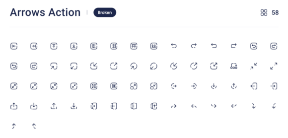 Preview of the icons falling under the arrows category